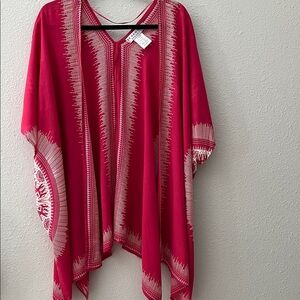Vibrant Pink & White Patterned open front Kimono, beach cover-up.!
OS fits most